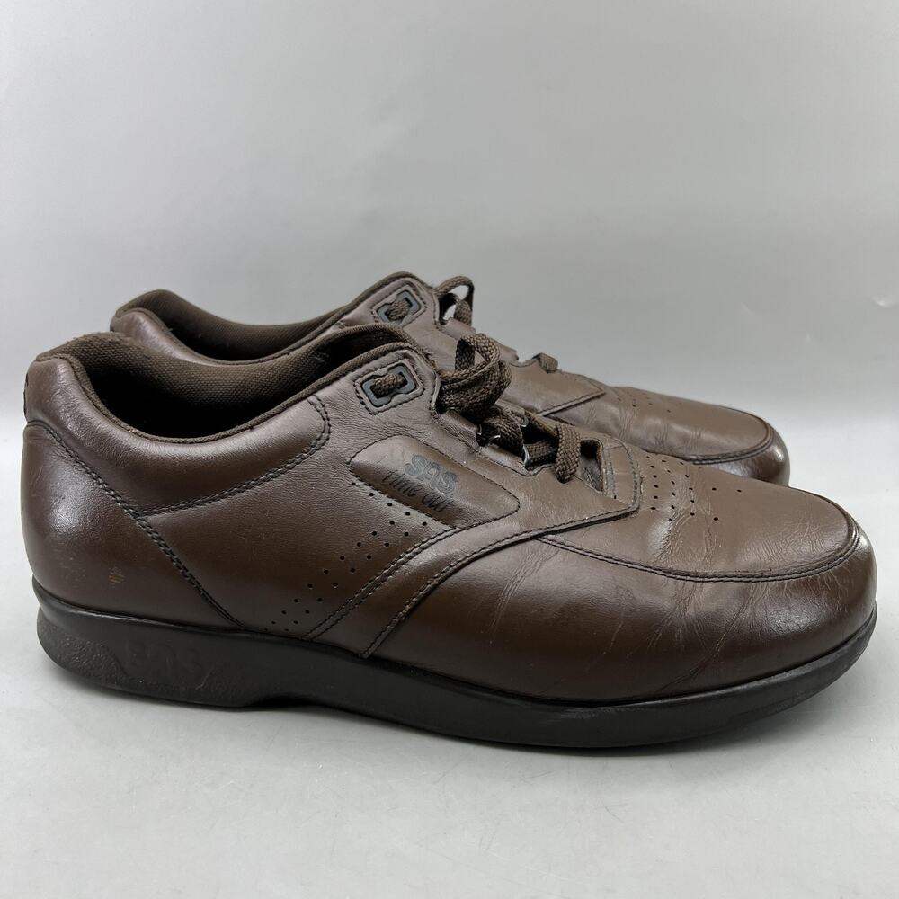 SAS Time Out Walking Shoes Men Size 10 W Brown Leather Comfort Cushion Sneakers